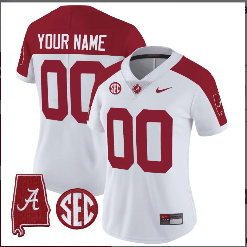 Men Alabama Crimson Tide Vapor Limited white Custom 2024 Nike NCAA Jersey 6